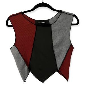 Abstract Color Block Sleeveless Crop | Size XL